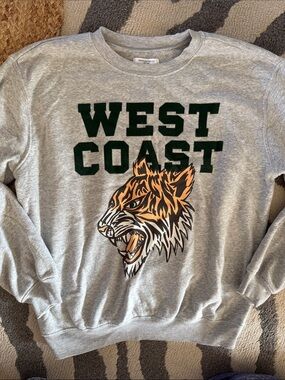 Grayson Threads Grey Crewneck with Green Lettering and Orange Tiger